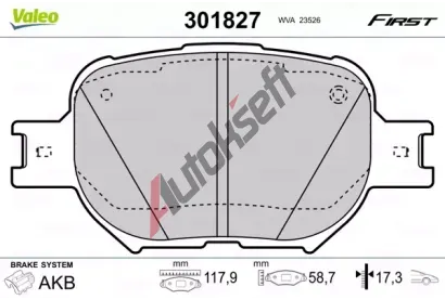 VALEO Sada brzdovch destiek FIRST VA 301827, 301827