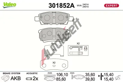 VALEO Sada brzdov�ch desti�ek EXPERT VA 301852A, 301852A