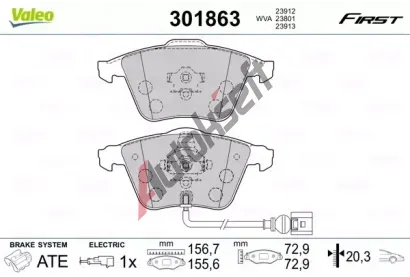 VALEO Sada brzdovch destiek FIRST VA 301863, 301863