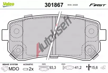VALEO Sada brzdovch destiek FIRST VA 301867, 301867