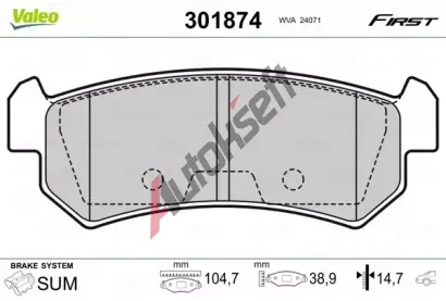 VALEO Sada brzdovch destiek FIRST VA 301874, 301874