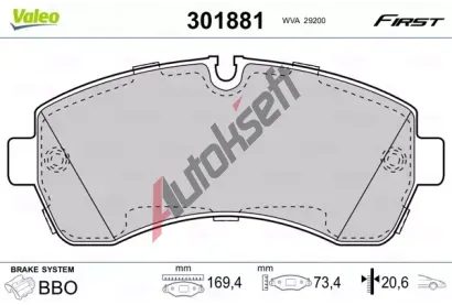 VALEO Sada brzdovch destiek FIRST VA 301881, 301881
