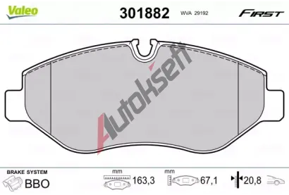 VALEO Sada brzdovch destiek FIRST VA 301882, 301882
