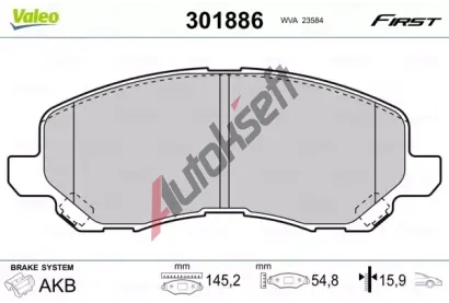 VALEO Sada brzdovch destiek FIRST VA 301886, 301886