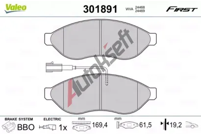 VALEO Sada brzdovch destiek FIRST VA 301891, 301891