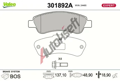 VALEO Sada brzdov�ch desti�ek EXPERT VA 301892A, 301892A