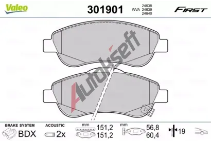 VALEO Sada brzdových destiček FIRST VA 301901, 301901 VALEO Sada brzdových destiček FIRST VA 301901, 301901