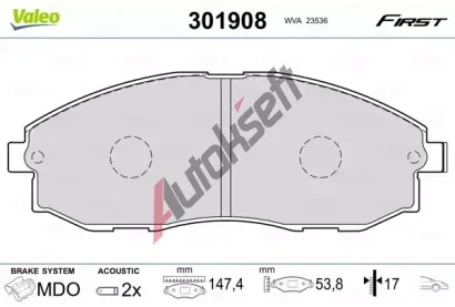 VALEO Sada brzdovch destiek FIRST VA 301908, 301908