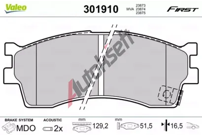 VALEO Sada brzdovch destiek FIRST VA 301910, 301910