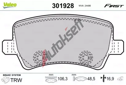 VALEO Sada brzdovch destiek FIRST VA 301928, 301928