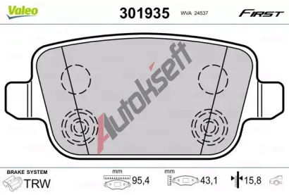 VALEO Sada brzdovch destiek FIRST VA 301935, 301935