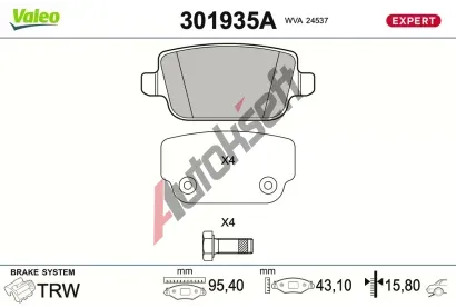 VALEO Sada brzdov�ch desti�ek EXPERT VA 301935A, 301935A
