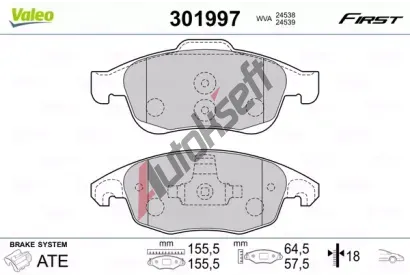 VALEO Sada brzdovch destiek FIRST VA 301997, 301997