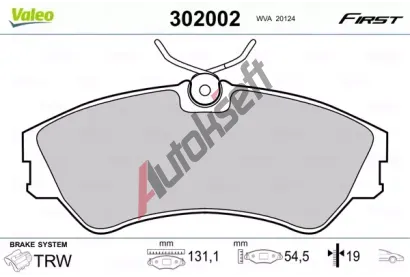VALEO Sada brzdovch destiek FIRST VA 302002, 302002