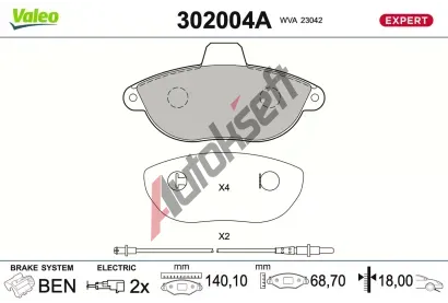 VALEO Sada brzdov�ch desti�ek EXPERT VA 302004A, 302004A