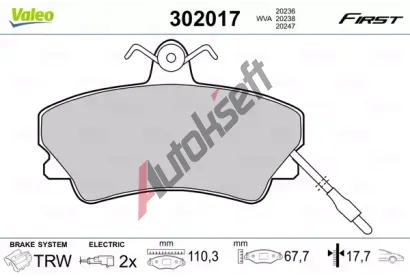 VALEO Sada brzdovch destiek FIRST VA 302017, 302017