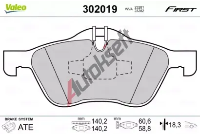 VALEO Sada brzdovch destiek FIRST VA 302019, 302019