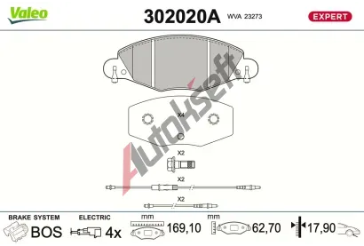 VALEO Sada brzdových destiček EXPERT VA 302020A, 302020A VALEO Sada brzdových destiček EXPERT VA 302020A, 302020A