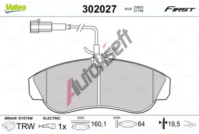 VALEO Sada brzdovch destiek FIRST VA 302027, 302027