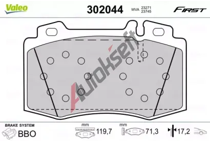 VALEO Sada brzdovch destiek FIRST VA 302044, 302044
