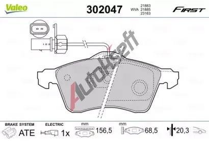 VALEO Sada brzdovch destiek FIRST VA 302047, 302047