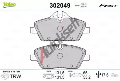VALEO Sada brzdovch destiek FIRST VA 302049, 302049