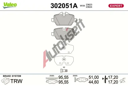 VALEO Sada brzdov�ch desti�ek EXPERT VA 302051A, 302051A