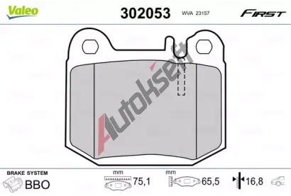 VALEO Sada brzdových destiček FIRST VA 302053, 302053 VALEO Sada brzdových destiček FIRST VA 302053, 302053