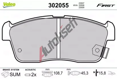VALEO Sada brzdovch destiek FIRST VA 302055, 302055