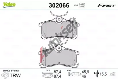 VALEO Sada brzdovch destiek FIRST VA 302066, 302066