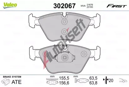 VALEO Sada brzdovch destiek FIRST VA 302067, 302067