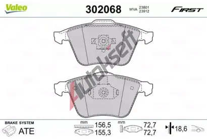 VALEO Sada brzdovch destiek FIRST VA 302068, 302068