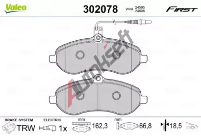 VALEO Sada brzdovch destiek FIRST VA 302078, 302078