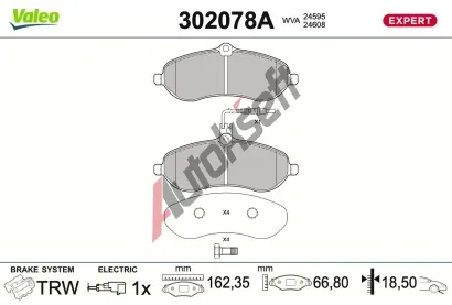 VALEO Sada brzdov�ch desti�ek EXPERT VA 302078A, 302078A