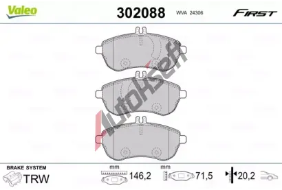 VALEO Sada brzdovch destiek FIRST VA 302088, 302088