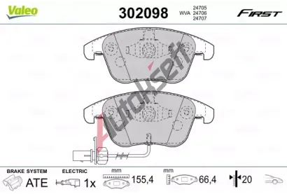 VALEO Sada brzdovch destiek FIRST VA 302098, 302098