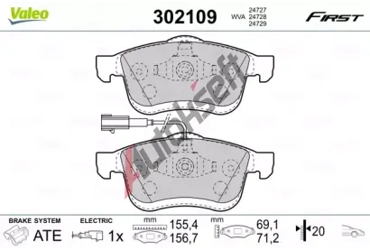 VALEO Sada brzdovch destiek FIRST VA 302109, 302109
