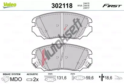 VALEO Sada brzdovch destiek FIRST VA 302118, 302118