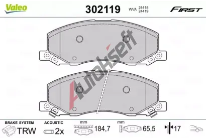 VALEO Sada brzdovch destiek FIRST VA 302119, 302119