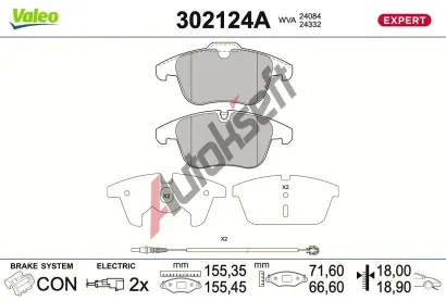 VALEO Sada brzdov�ch desti�ek EXPERT VA 302124A, 302124A
