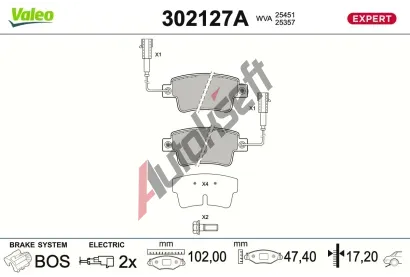 VALEO Sada brzdov�ch desti�ek EXPERT VA 302127A, 302127A