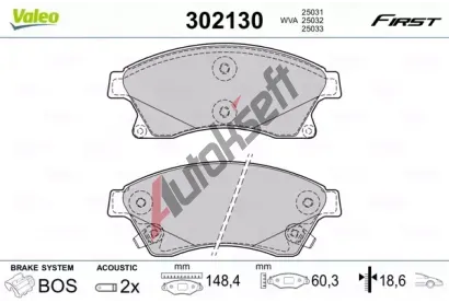 VALEO Sada brzdovch destiek FIRST VA 302130, 302130
