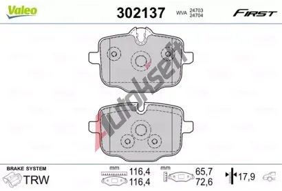 VALEO Sada brzdovch destiek FIRST VA 302137, 302137