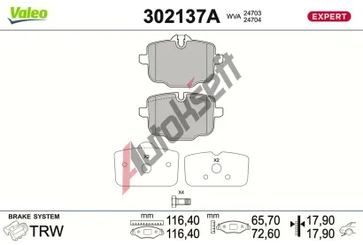VALEO Sada brzdov�ch desti�ek EXPERT VA 302137A, 302137A