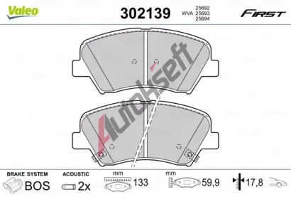 VALEO Sada brzdovch destiek FIRST VA 302139, 302139