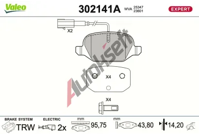 VALEO Sada brzdov�ch desti�ek EXPERT VA 302141A, 302141A