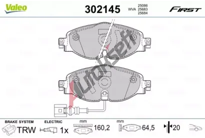 VALEO Sada brzdovch destiek FIRST VA 302145, 302145
