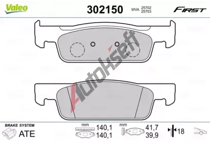 VALEO Sada brzdovch destiek FIRST VA 302150, 302150