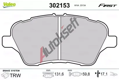VALEO Sada brzdovch destiek FIRST VA 302153, 302153