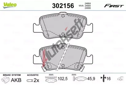 VALEO Sada brzdovch destiek FIRST VA 302156, 302156